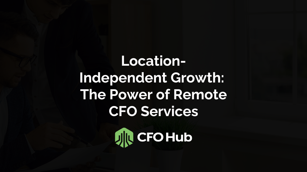 A dark background graphic featuring two people in suits working at a desk. Overlaid text reads, “Harness the Power of Remote CFO Services: Unlocking Location-Independent Growth” followed by the CRI CFO Hub logo, which includes a green shield with upward-pointing arrows. A dark background graphic featuring two people in suits working at a desk. Overlaid text reads, "Harness the Power of Remote CFO Services: Unlocking Location-Independent Growth" followed by the CRI CFO Hub logo, which includes a green shield with upward-pointing arrows.