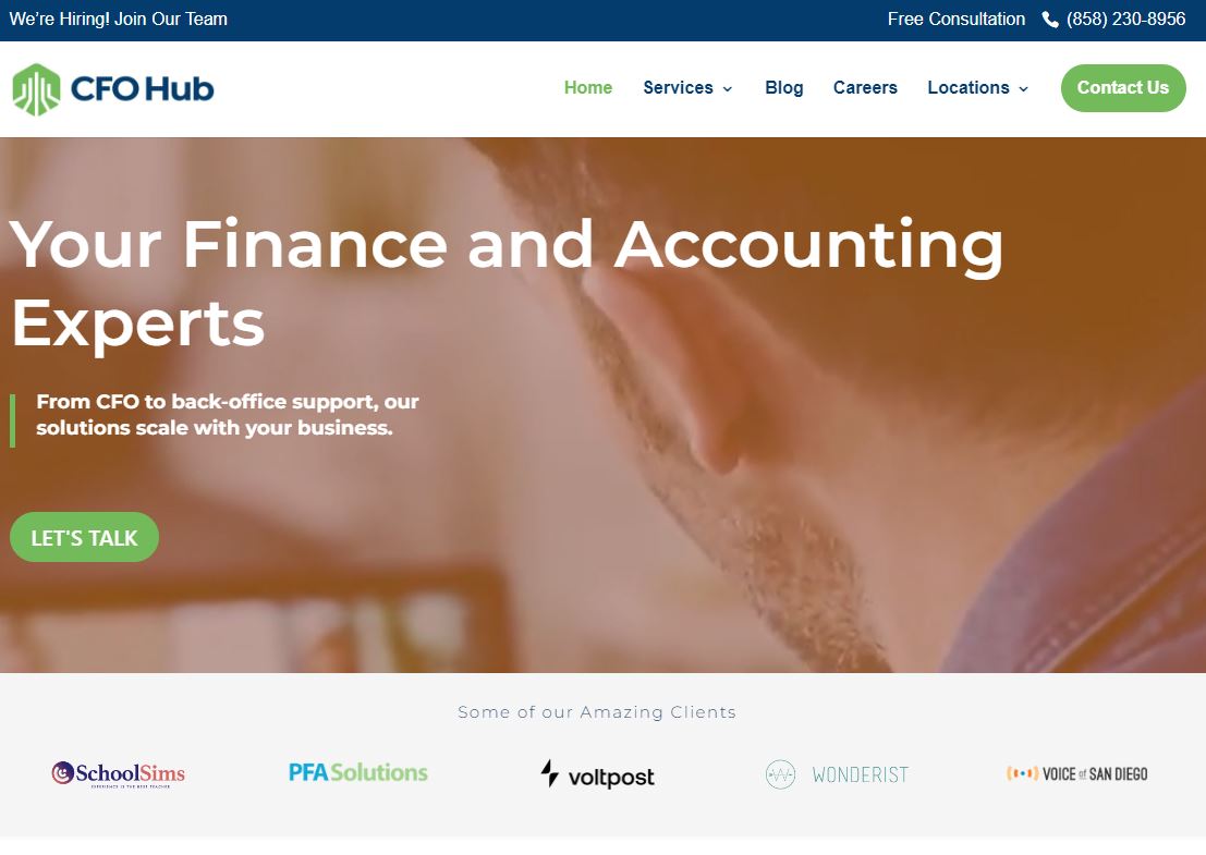 Screenshot of CRI CFO Hub's Homepage
