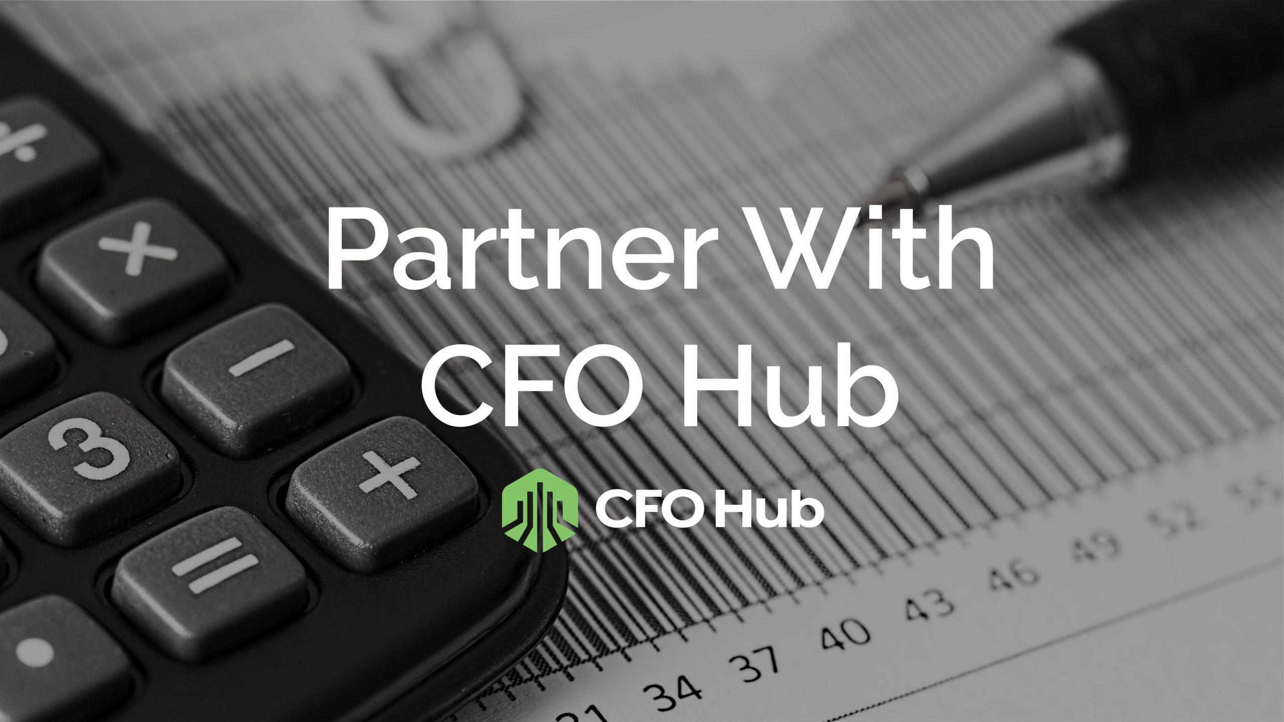 Call to action: Partner With CRI CFO Hub. Image features the CRI CFO Hub logo on a background showing a calculator and financial worksheet.